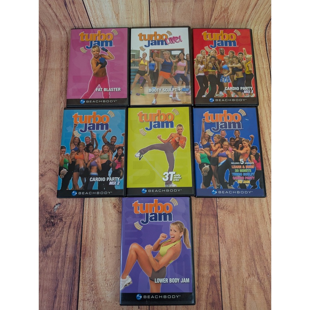 Lot of 7 Beachbody Turbo Jam Workout DVDs - Cardio, Fat Blast, Body Sculpt